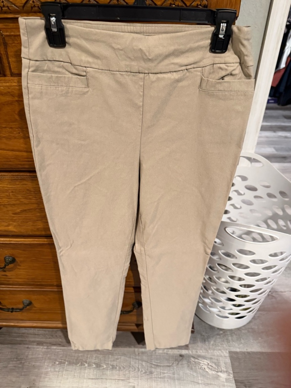 Kim Rogers Beige/Tan Ponte Slim Ankle Pants